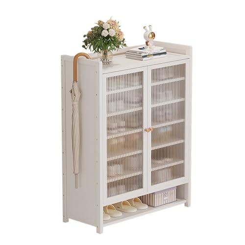Meuble de rangement à chaussures couloir fin armoire rotin blanc