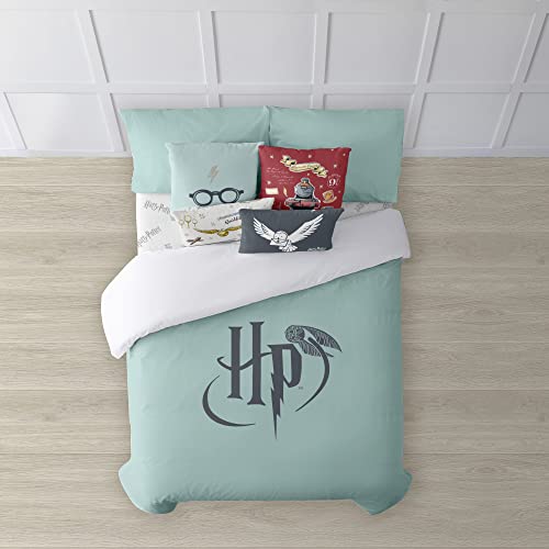 BELUM | Funda nórdica con Botones 100% algodón Modelo Harry Potter Mint Cama de 105 (180x240 cm.);...