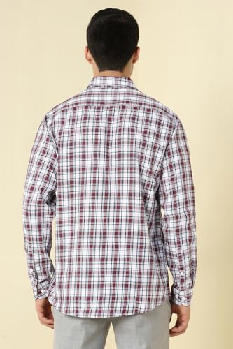 Image of Allen Solly Men's Small Check Casual Shirt | Regular Fit, Breathable Fabric, Versatile Daily Style