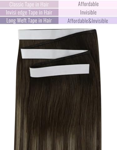 Fshine Tape Weft Hair Extensions 16 Inch 90g Brown Blend Volume — view 5