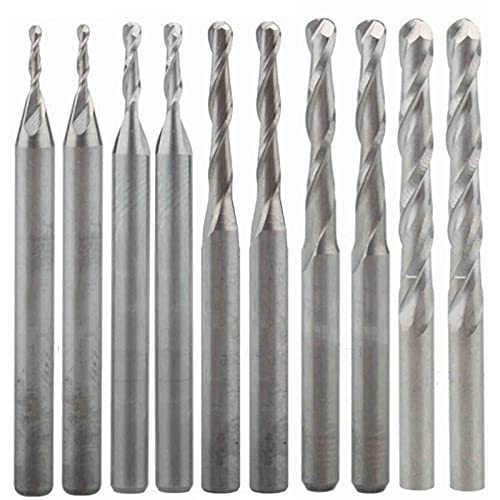 BERWENNY Carbide Ballnose End Mills Compatible with Wood Working Set Diameter 1mm-3.175mm CNC Engraving Router Bit Milling Cutter
