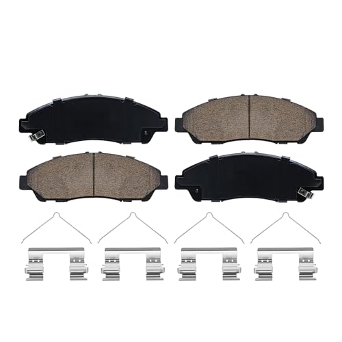 Image of Detroit Axle - Front Ceramic Brake Pads w /Hardware Replacement for Acura MDX RLX ZDX Honda Pilot - 4pc Set