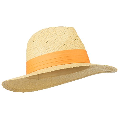 Panama Straw Fedora Hat - Coral S-M #TOP3