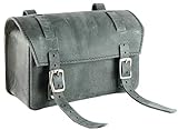 HERTE bicycle leather saddle bag seat handlebar vintage retro pouch (Black, Small)