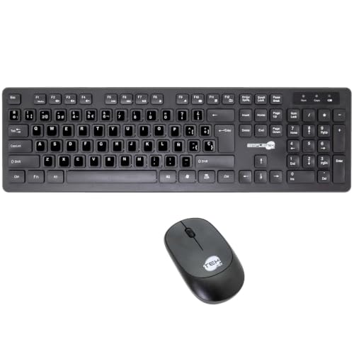 Teclado y ratón inalámbrico SIMPLETEK con diseño ES QWERTY negro y receptor USB
