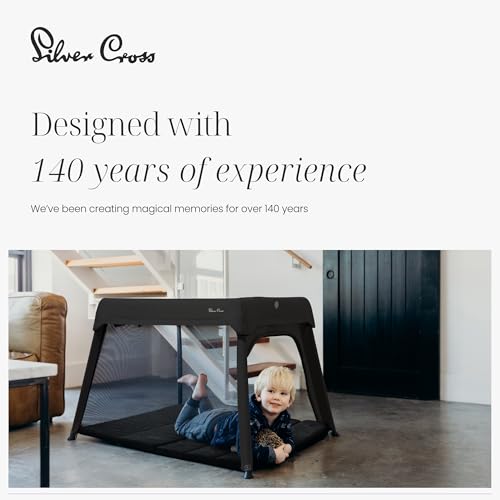 Image of Silver Cross Sleep & Go 3 in 1 Travel Crib - Converts Newborn Bassinet, Crib to Playard - Portable, Lightweight, Easy to Pack with Comfortable Mattress for Infants to Toddlers - Carbon (Sustainable)