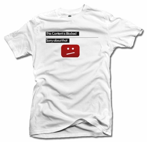 This Content is Blocked YouTube Funny T-Shirt M White Men's Tee (6.1oz)