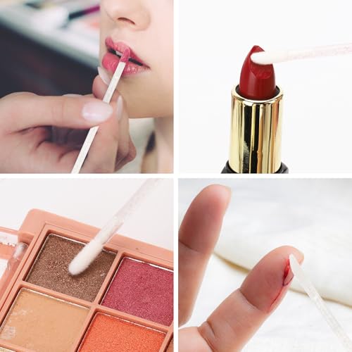 Image of 300 Pcs Disposable Mascara Wands Dual Ended Eyelash Brush Lip Brush, Lipstick Applicator Eyebrow Spoolies Brush for Eyelash Extensions - White