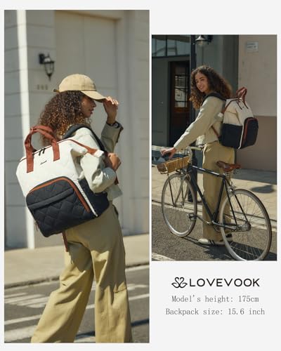 Mochila LOVEVOOK para portátil 15.6 pulgadas negra blanca marrón miniatura 4