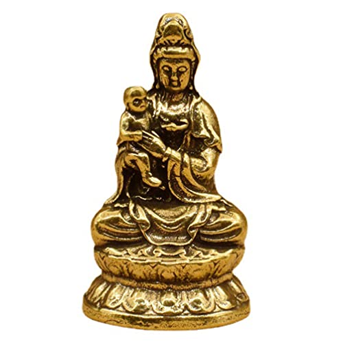 Angoily Lady Buddha Kuan Yin Estatua: Brass Kwan Yin Estatua