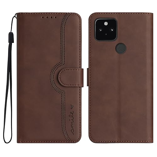 Bxithnr® Funda para Google Pixel 4A 5G, Carcasa Libro con Tapa de Cuero Piel con Magnético, Soporte Plegable, Ranuras para Tarjetas, Flip Case Wallet, Antigolpes Cover para Google Pixel 4A 5G -Marrón