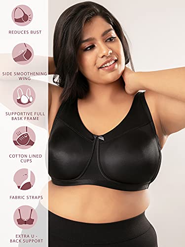 Image of NYKD NYB044 Wirefree Cotton Lined Minimize Me Non-Padded Full Coverage Bra for Women