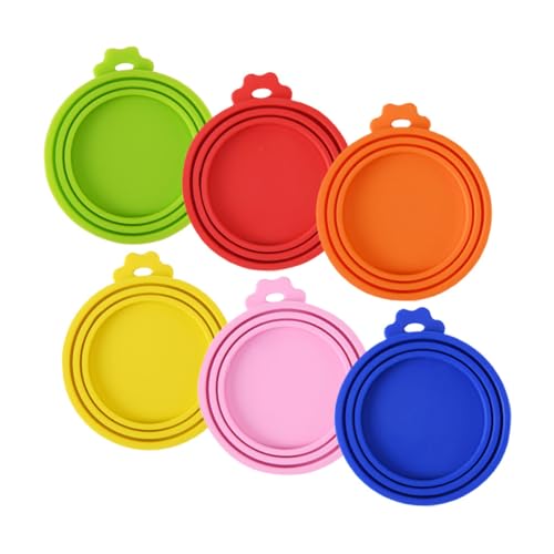 BESTYASH 6 piezas Tapas de Silicona Reutilizables para Latas de Comida para Mascotas Vibrantes Tapa para Alimentos para Sellar Latas de Comida Húmeda y Tarros de Yogur