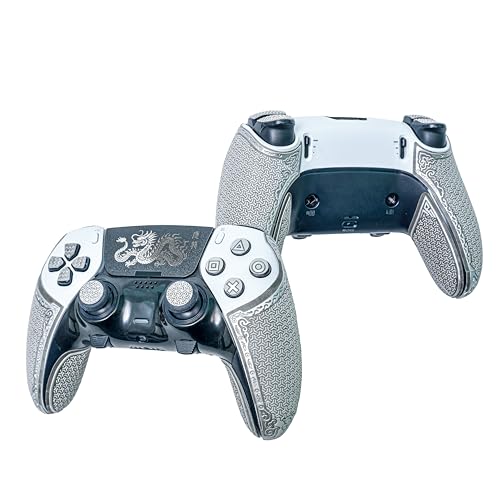 Controller Grips for PS5 DualSense Edge,Skin kit,Anti-Skid, Multi-Texture,Sweat Absorption,Pre-Cut Grips Tape,by SHADOW BOOLT (Ash Grey &amp; Silver, for DualSense Edge (Upgraded Version 2.0))