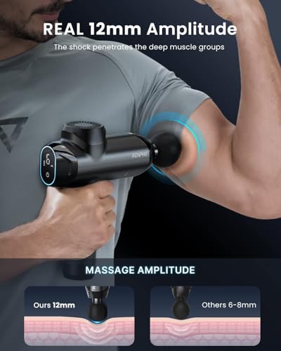 Image of RENPHO Active Power Massage Gun Deep Tissue with 12mm Amplitude, Gifts for Men Women FSA Eligible Percussion Muscle Massager, Portable Electric Handheld Massage Gun with LED Touch Display HSA