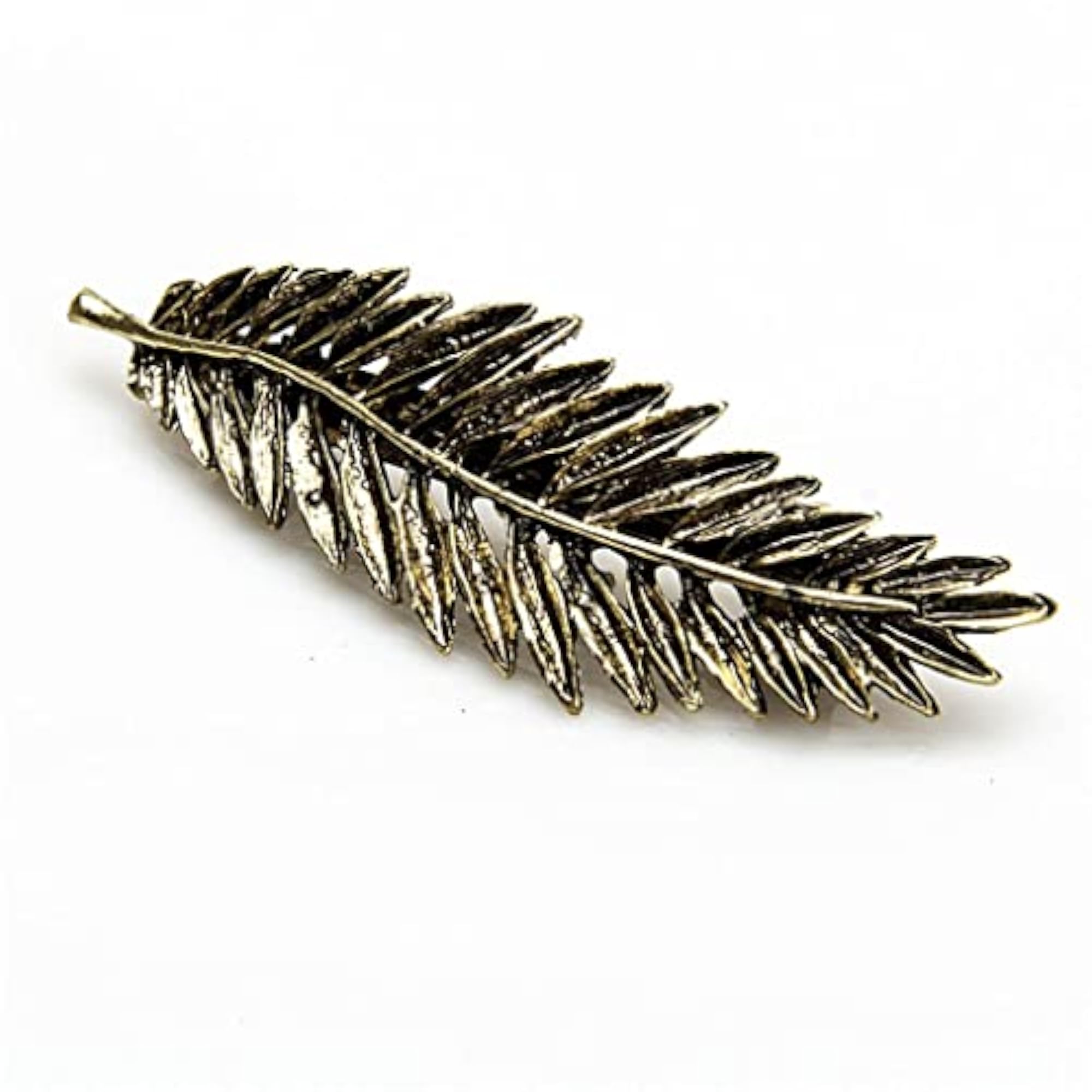 Women's Antique Bronze Feather Shape Hair Clip Barrette
