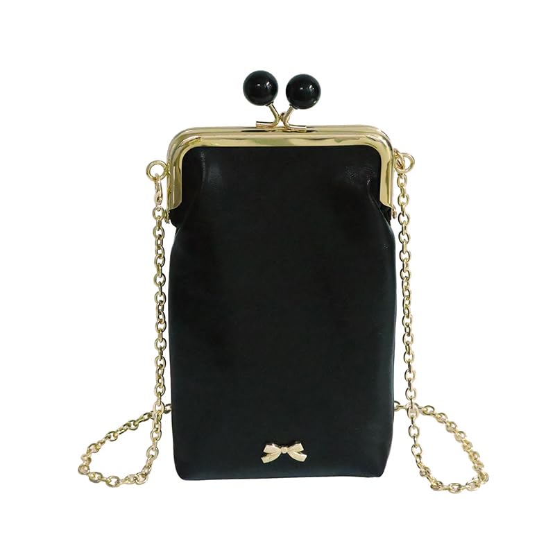 Small Leather Chain Crossbody Bags for Women Designer Cell Phone Bag Wallet Kiss Lock Cute Shoulder Purses