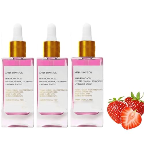 Vanilla de fresa después del aceite de afeitar mujeres para la piel lisa, después del aceite de afeitado - aroma de fresa y vainilla, servicio verdaderamente suave después del aceite (3pcs)