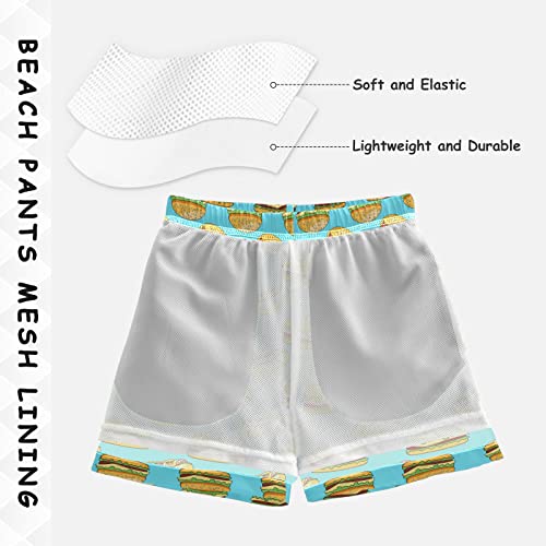 Cheeseburger Hot Dog Boys Swim Trunks Toddler Beach Board Shorts Quick Dry Kids Swimwear Bathing Suits S #TOP3
