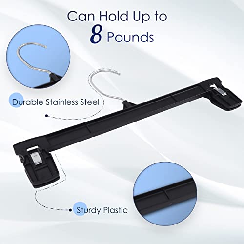 Hanger Central Space Saving Heavy Duty Slim Plastic Pants Hangers, Ridged Non-Slip With Pinch Clips, 360-Rotating Chrome Swivel Hook, In Black, 10-Inch (30) #TOP3