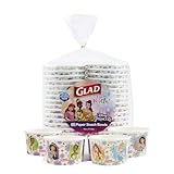 Glad for Kids Disney Princess Disposable Paper Snack Bowls, Lids Not Included, Floral Frames - Heavy Duty, Microwavable, Disposable Snack Cups with Lid for Soup or Ice Cream, 6 Oz, 20 Count