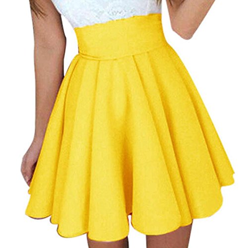 Lookatool Skirt Overalls for Women Womens Party Cocktail Mini Skirt Ladies Summer Skater Skirt (Yellow, Medium)