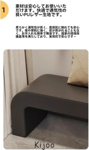 Kijooベンチ、家の入り口靴交換用スツール、寝室ソファまたはベッド端腰掛け、ラムウール布張り (80cmPUレザー,グレー) [4]