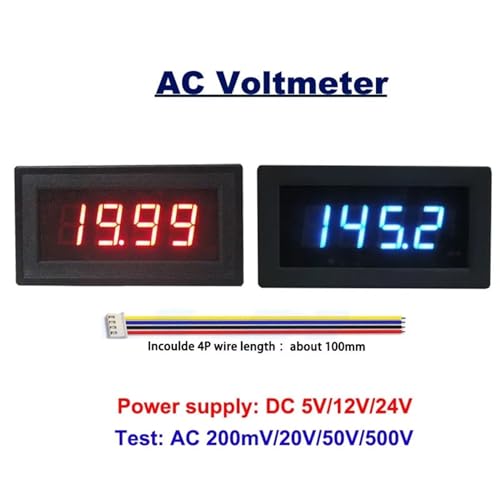 Voltmètre numérique AC 20V YB5135B avec alimentation DC 24V et affichage LED rouge - 2