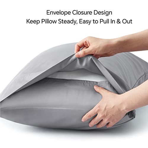 Image of BEDELITE King Pillow Cases Set of 2, Rayon Derived from Bamboo, Silver Grey | Cooling and Breathable Pillow Cover for Hot Sleepers & Night Sweats, Silky Soft Cozy, Envelope Closure, 20x36 Inches