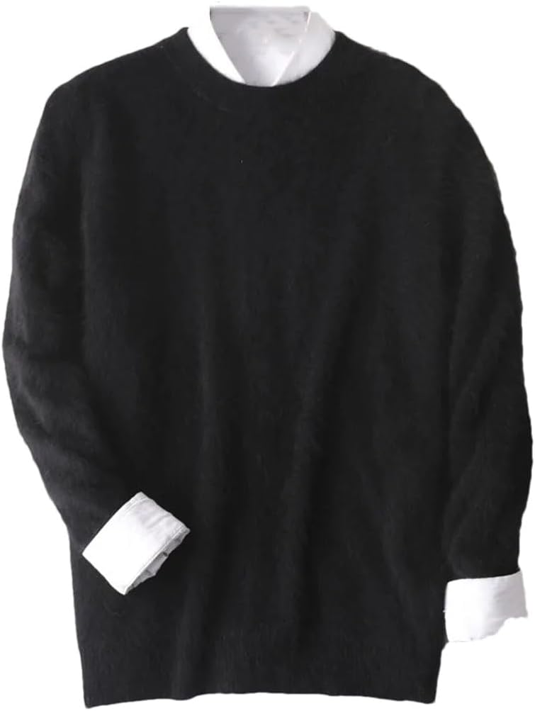 Mens Cashmere Warm Pullover Sweater Crew Neck Long Sleeve Business Casual Knit Jumpers Top