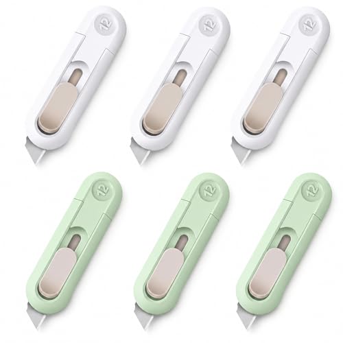 6PCS Box Cutter Retractable Box Opener Package Opener Easy Slide Retractable Cute Box Cutter for Crafts Paper Packages Envelopes Small Box Cutters Bulk