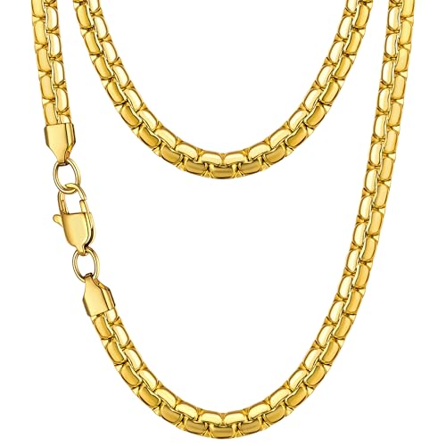 Jewlpire Gold Chain Necklace for Men, 18K Plated Gold Chain for Men, 4mm Mens Necklace, Mens Chains Necklaces 20 Inch