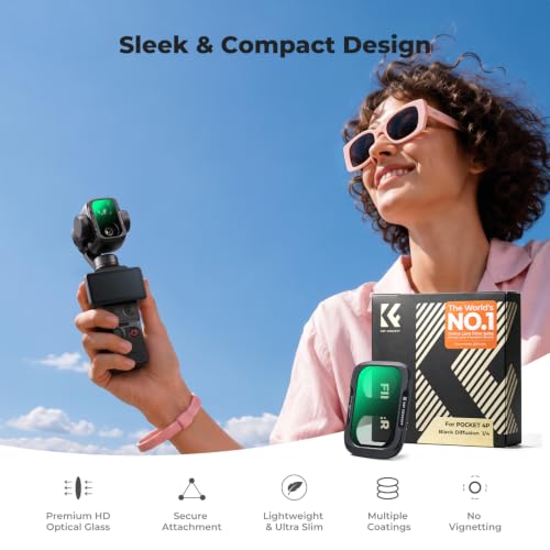 K&F CONCEPT Black Mist 1/4 Filter Kit Compatible with DJI Osmo Pocket 4P by K&F CONCEPT - Used condition - Image 4