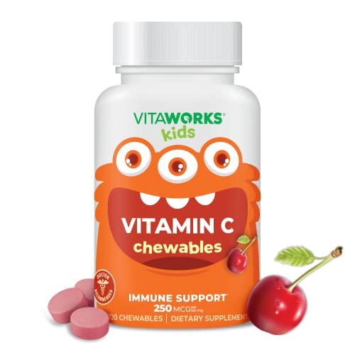 Vitaworks Kids Vitamin C Chewable Tablets 250Mg - Tasty Natural Cherry Flavor - Vegan, Gmo-Free, Gluten Free, Nut Free Vitamins - Dietary Supplement For Immune Support - For Children - 120 Chewables #TOP17