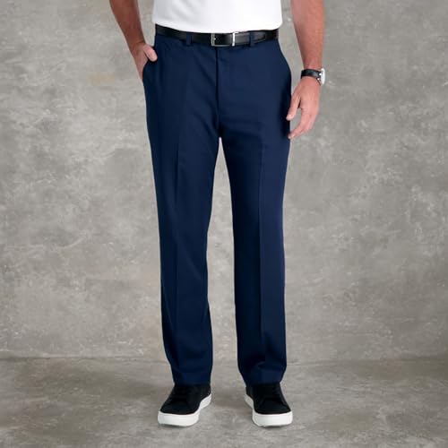Image of Haggar Men's Cool 18 Pro Classic Fit Flat Front Casual Stretch Performance Golf Pant - Regular and Big & Tall