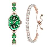 Kchss Orologio da donna con cinturino a forma di foglia, colore: verde