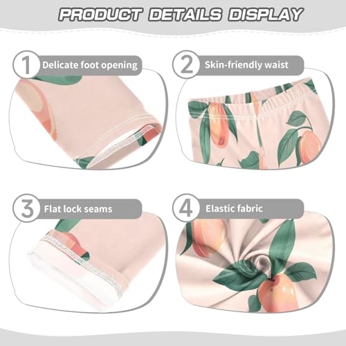 Bolaz Toddler Girls Leggings Printed Yoga Pants Leggings Green Leaves Pink Peach for Kids3