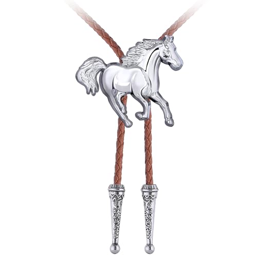 Image of GelConnie Bolo Ties for Men Women Western Cowboy Tie Mens Western Necklace Leather Necktie Gold Bolero Tie Cowboy Necklace