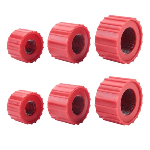 Buaak 6 Pcs Copper Pipe Cleaner, 1/2 3/4 1 Inch Pipe Cleaners Plumbing Tools, Red Copper Pipe Cleaner for Drill, Copper Pipe Cleaners for Plumbing Tube Cleaning and Metal Maintenance