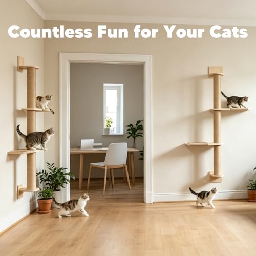 Árbol para gato de pared 3 niveles 47 pulg con cuerda de yute miniatura 4