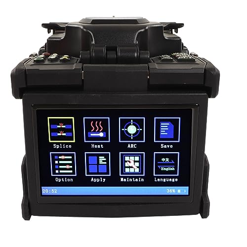 Optical Fiber Fusion Splicer, 5in Fusion Splicer Welding Machine Fiber Splicer Fiber Fusion Splicer for Single Mode/Leather Cable/Jumper(AU 110-240V)