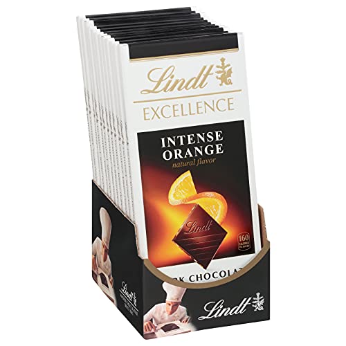 Image of Lindt EXCELLENCE Intense Orange Dark Chocolate Bar, Dark Chocolate Candy with Orange and Almond Slivers, 3.5 oz. (12 Pack)