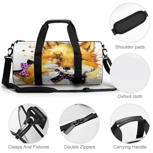 Sac de voyage renard aquarelle compact 45cm contre le désordre