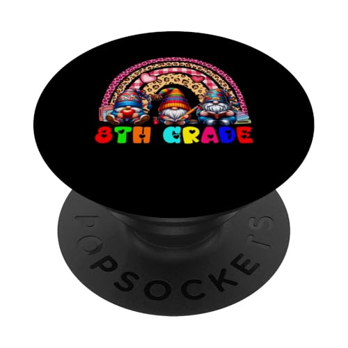 8th Grade Three Gnomes Students Rainbow Leopard Colorful PopSockets mit austauschbarem PopGrip