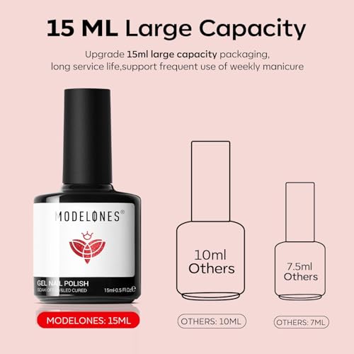 Modelones Esmalte de Gel Glitter Rojo Pastel 15ML miniatura 6