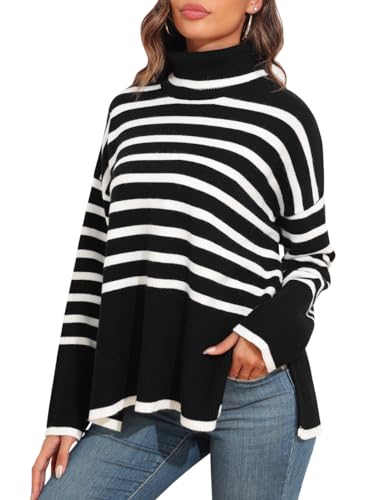 PrettyGuide Womens Oversized Long Sleeve Turtleneck Chunky Knit Pullover3