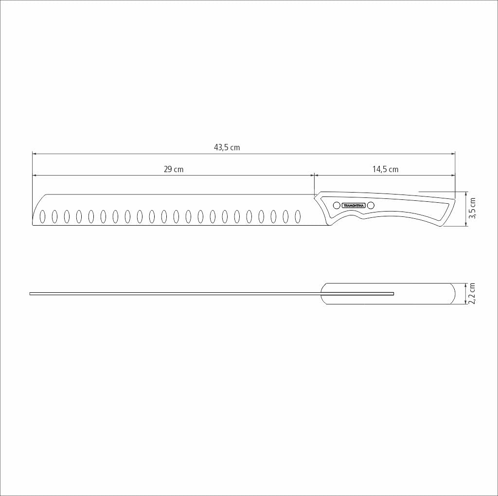 Tramontina Couteau à jambon 29cm inox bois