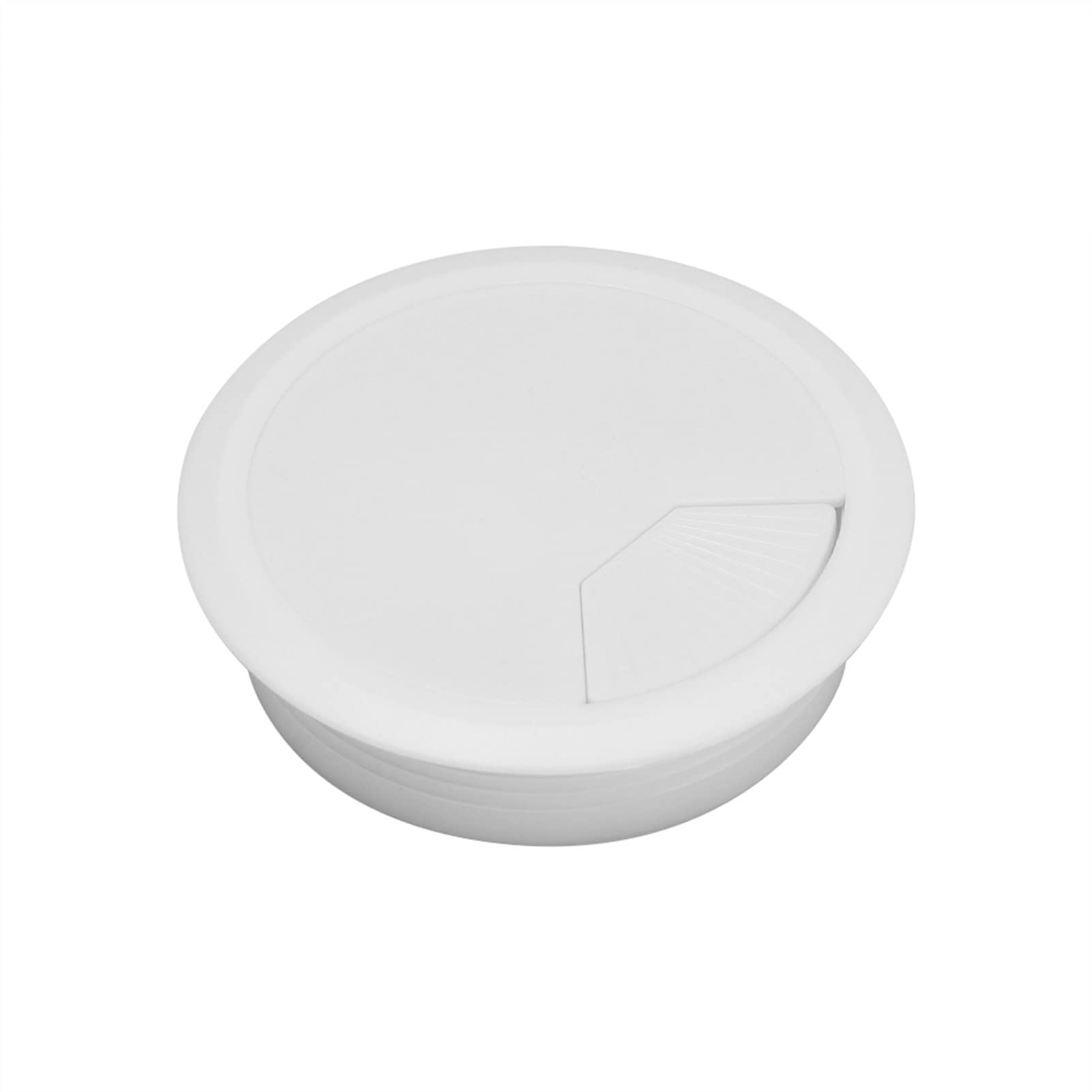 Sybnikolf 80Mm White Desk Grommet Cable Grommet Aluminum Alloy Office Table Desk Rectangle Wire Hole Cover With Black Brush 53Mm Silver(80Mm White)