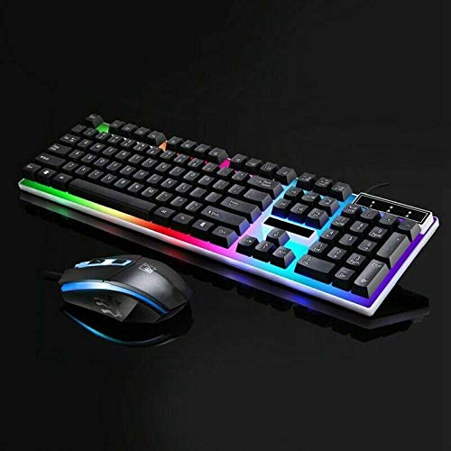 Rainbow Gaming Keyboard and Mouse Set Multi-Color Changing Backlight Mouse Mice Black