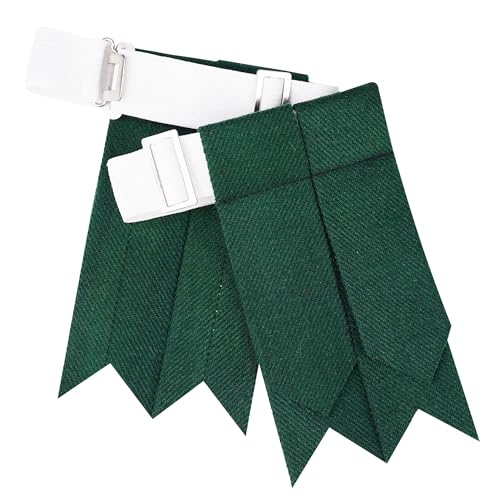 EZE Kilt Flashes for Men with Heavy Buckle Adjusters, Plain & Tartan Kilt Sock Flashes Acrylic Wool